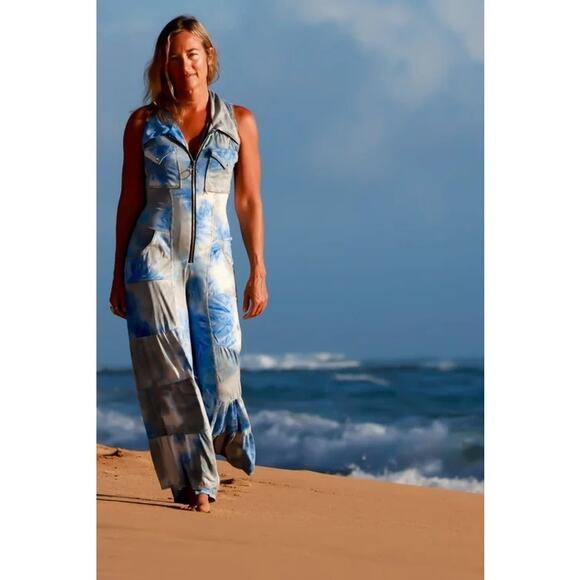 Autumn Teneyl Tie Dye Hooded Jumpsuit - Small Organic Soft Hippie Boho Wide Leg - Picture 4 of 16